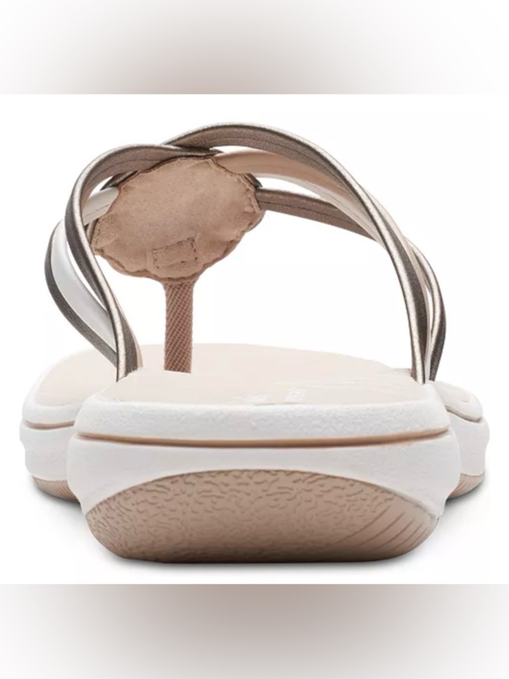 NWT Clarks Breeze Metallic Beige and White Braided Thong/flip-flop Sandals - Picture 6 of 8